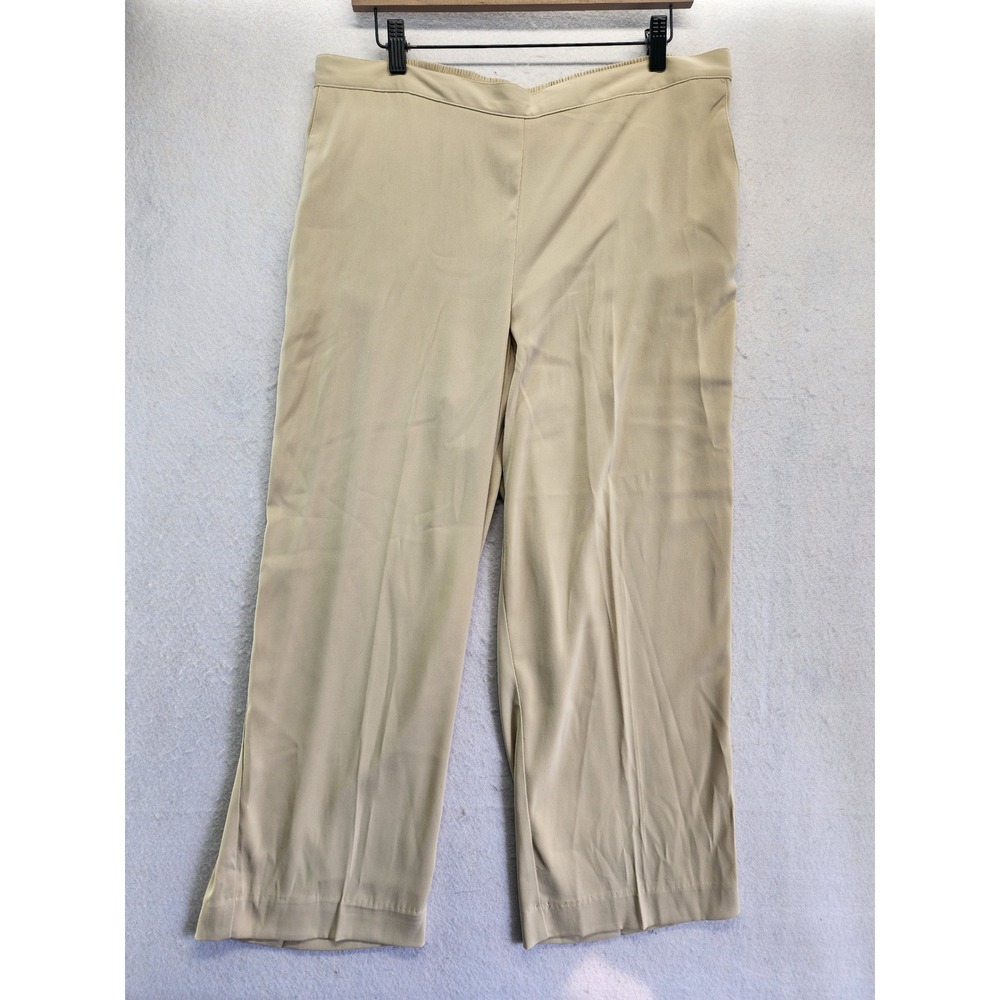 Alfred Dunner Beige Elastic Waist Pull On Straight Pants Size 16